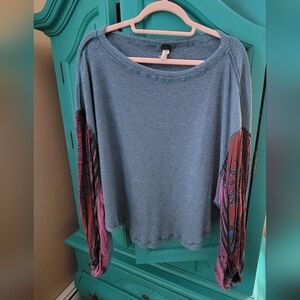 We The Free Blue and Pink Long Sleeve Top